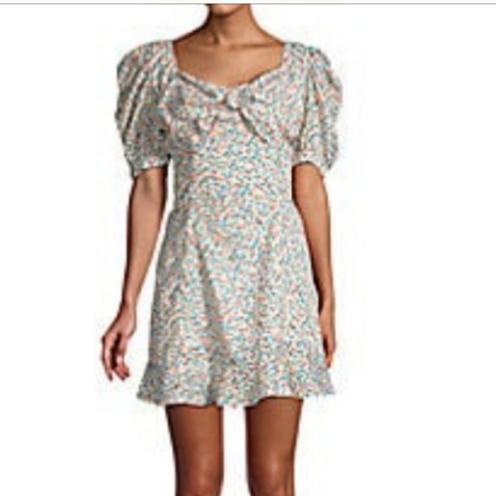 Avantlook puff sleeve heart print dress